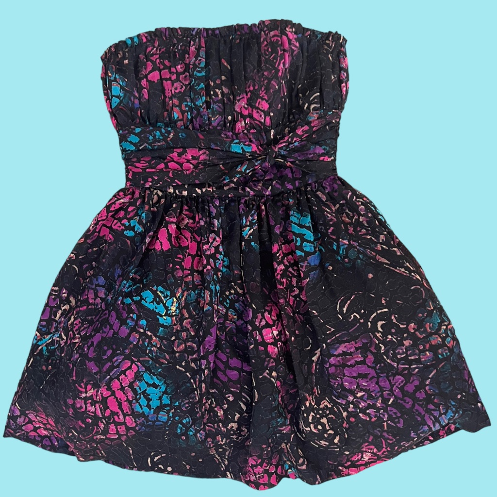 Y2k Betsey Johnson Multicolored "Tea Party" , Dress Size 4